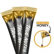 Load image into Gallery viewer, 3 True Nutra Pure Himalayan Shilajit Honey Sticks with Raw Organic Honey Fulvic Acid 85+ Essential Minerals Fast Absorbing Long Lasting 10 Sticks
